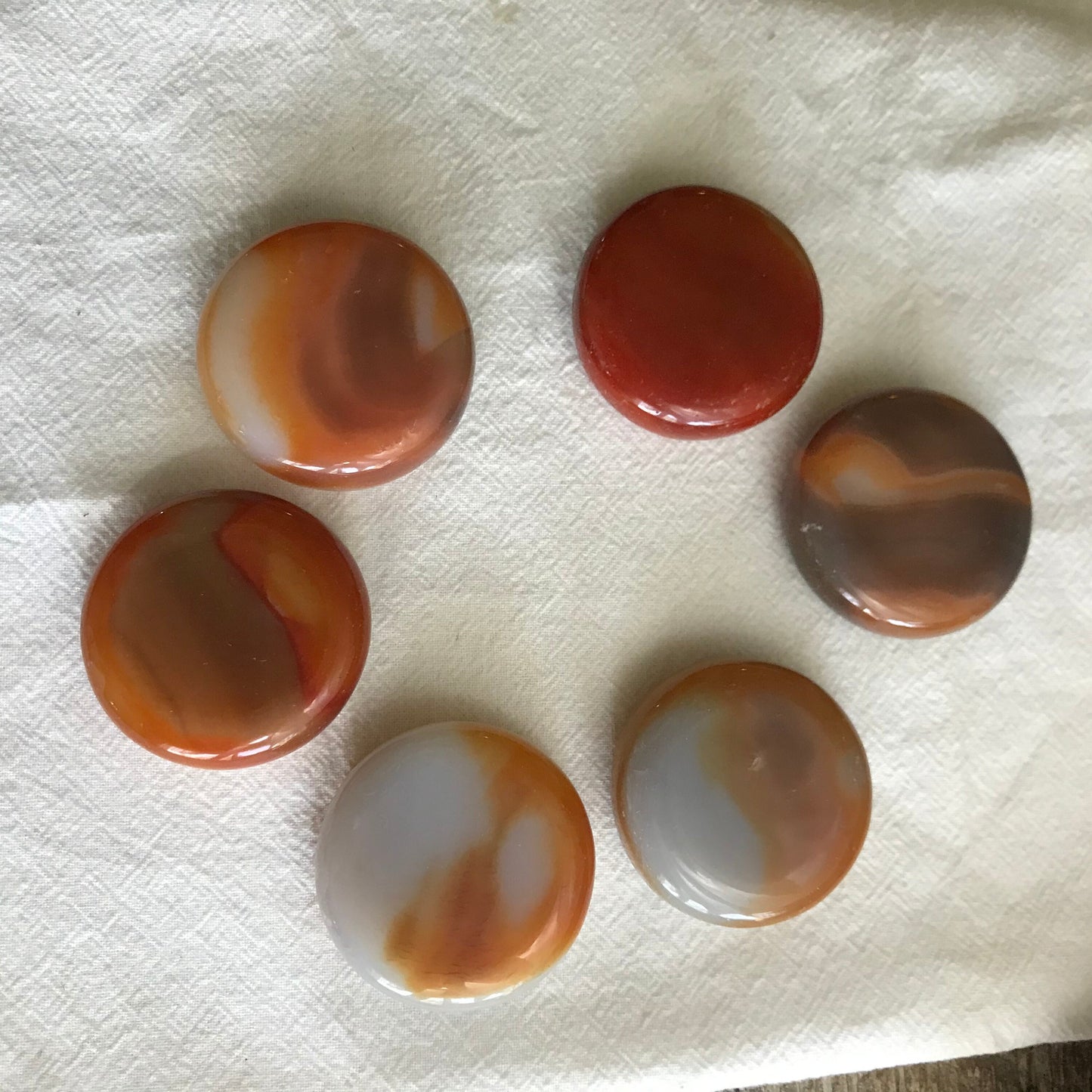 Carnelian Agate Polished Disk (Approx 1 3/5")  Polished Stone for Crystal Grid or Craft Supply 0264