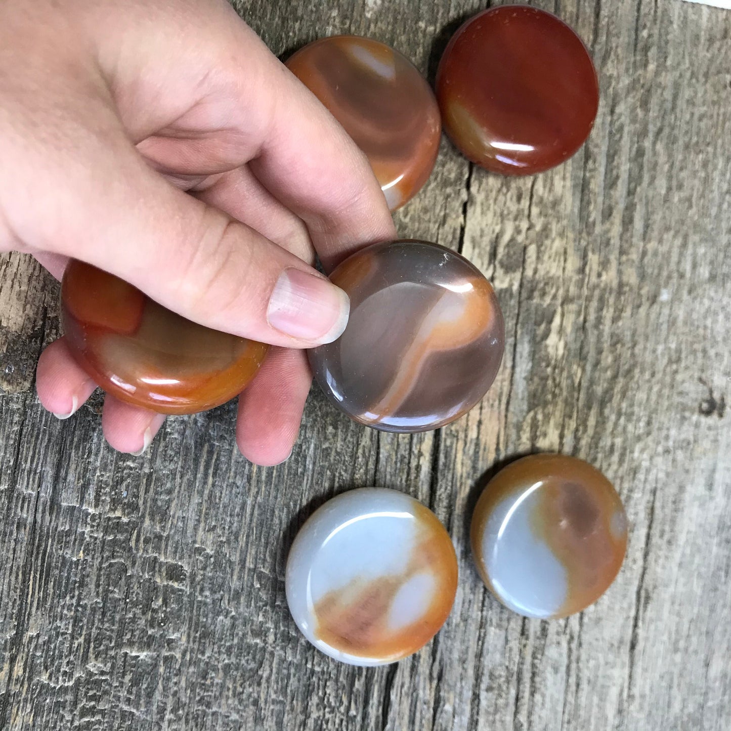 Carnelian Agate Polished Disk (Approx 1 3/5")  Polished Stone for Crystal Grid or Craft Supply 0264