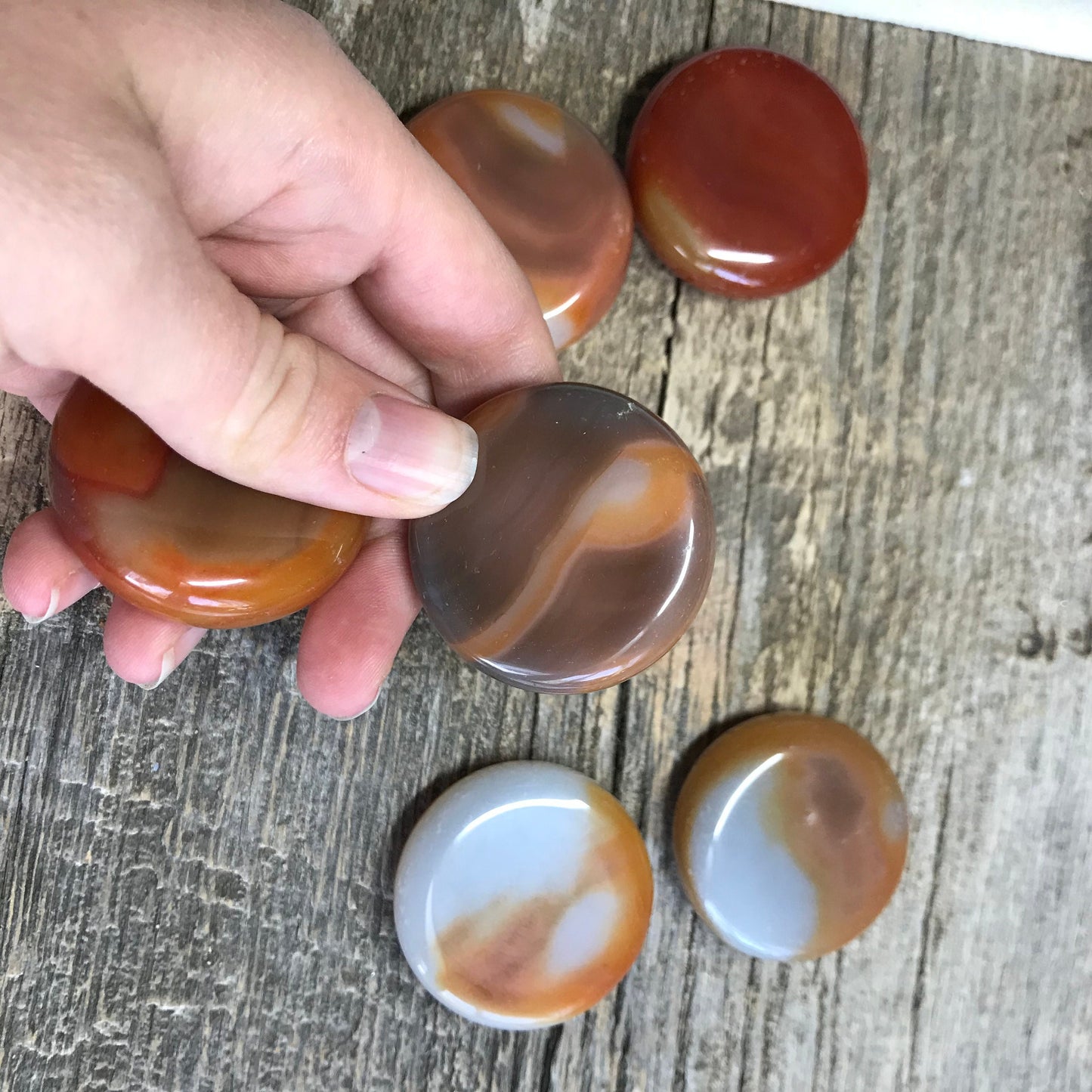 Carnelian Agate Polished Disk (Approx 1 3/5")  Polished Stone for Crystal Grid or Craft Supply 0264