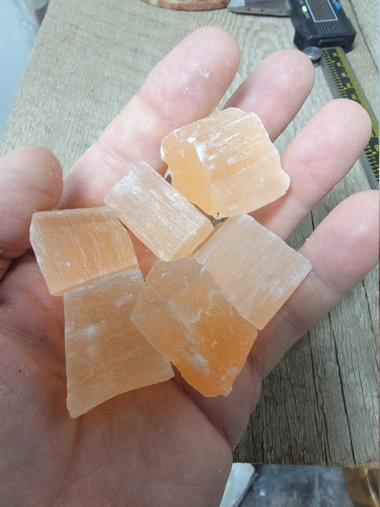 Orange Selenite Chunk, Large (Approx. 1 1/2" - 1 3/4") for Crown Chakra & Sacral Chakra, Stone of the Moon Goddess G-0012