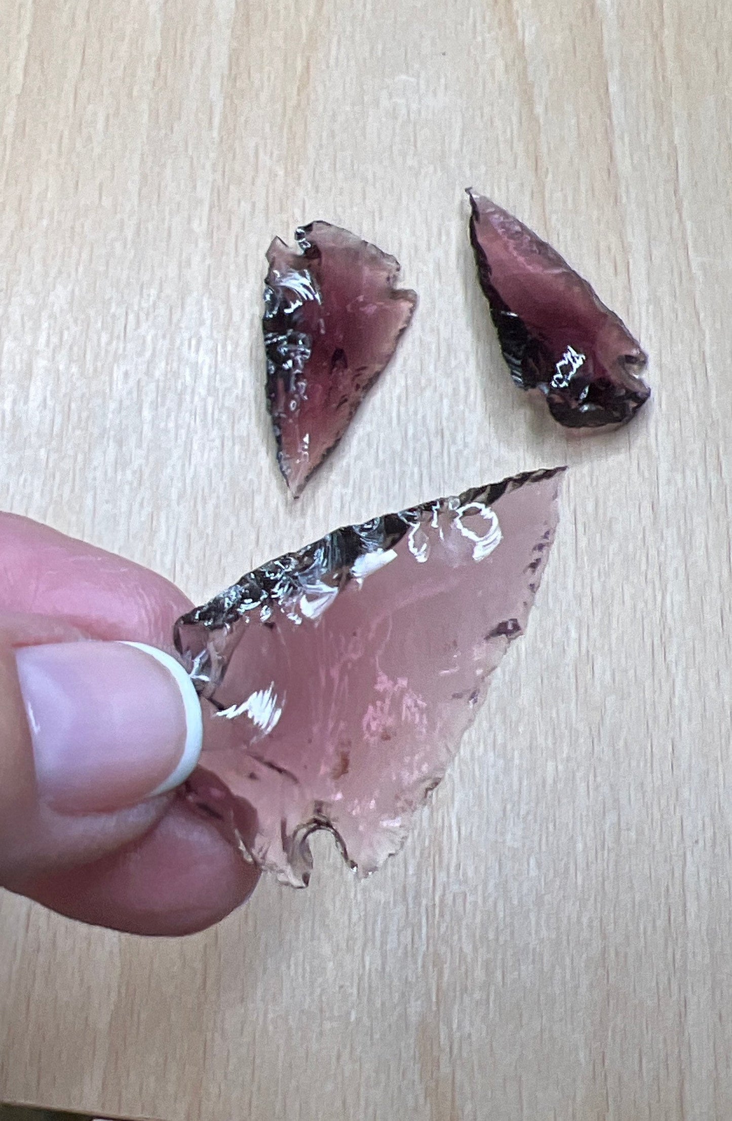 Purple Knapped Obsidian Arrowhead (Synthetic) 1340 (Approx. 1”- 1 5/8”)