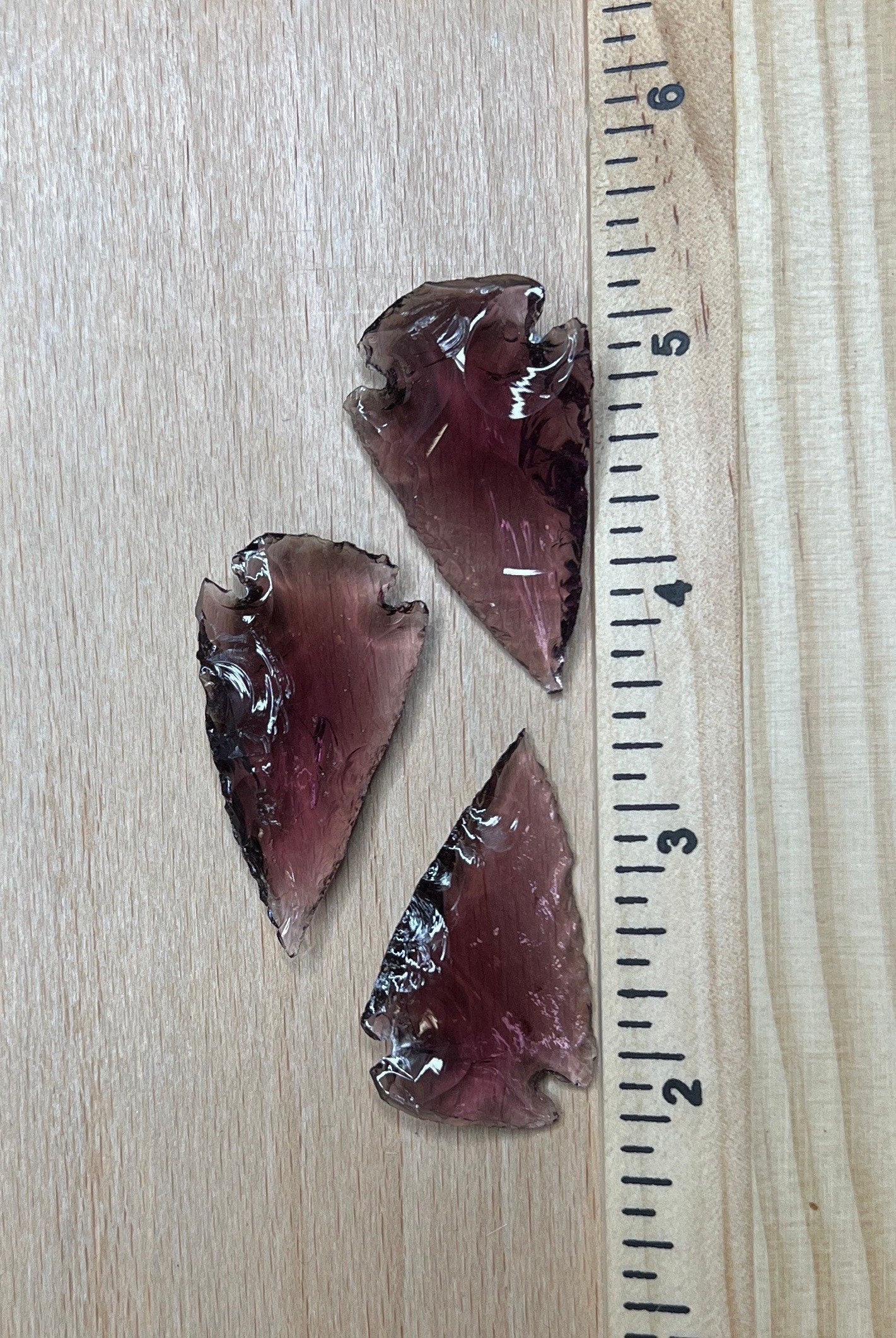 Purple Knapped Obsidian Arrowhead (Synthetic) 1340 (Approx. 1”- 1 5/8”)