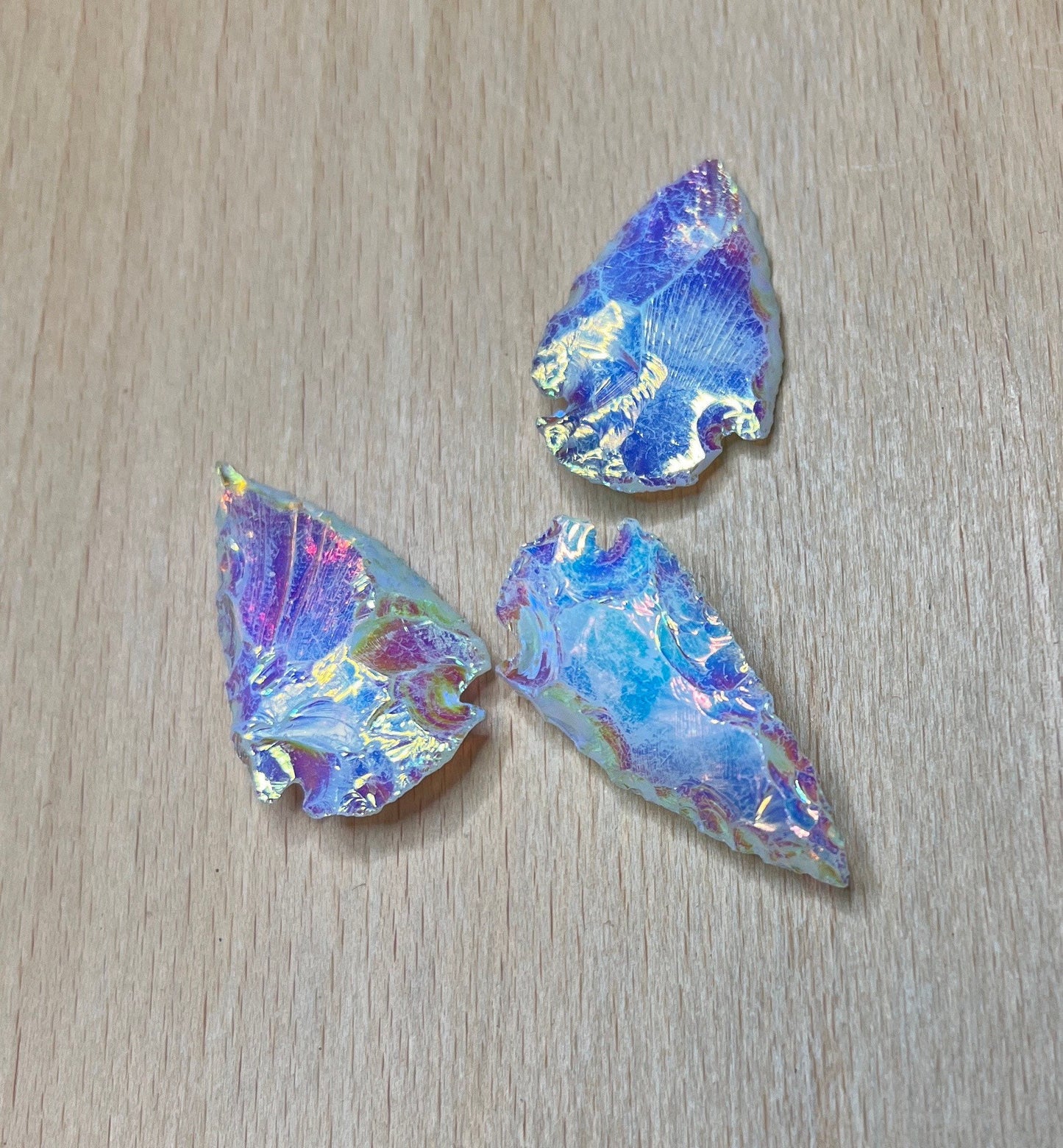 Rainbow Aura Opalite Knapped Arrowhead 1373 (Synthetic) Approx. 1 1/4”- 1 5/8”