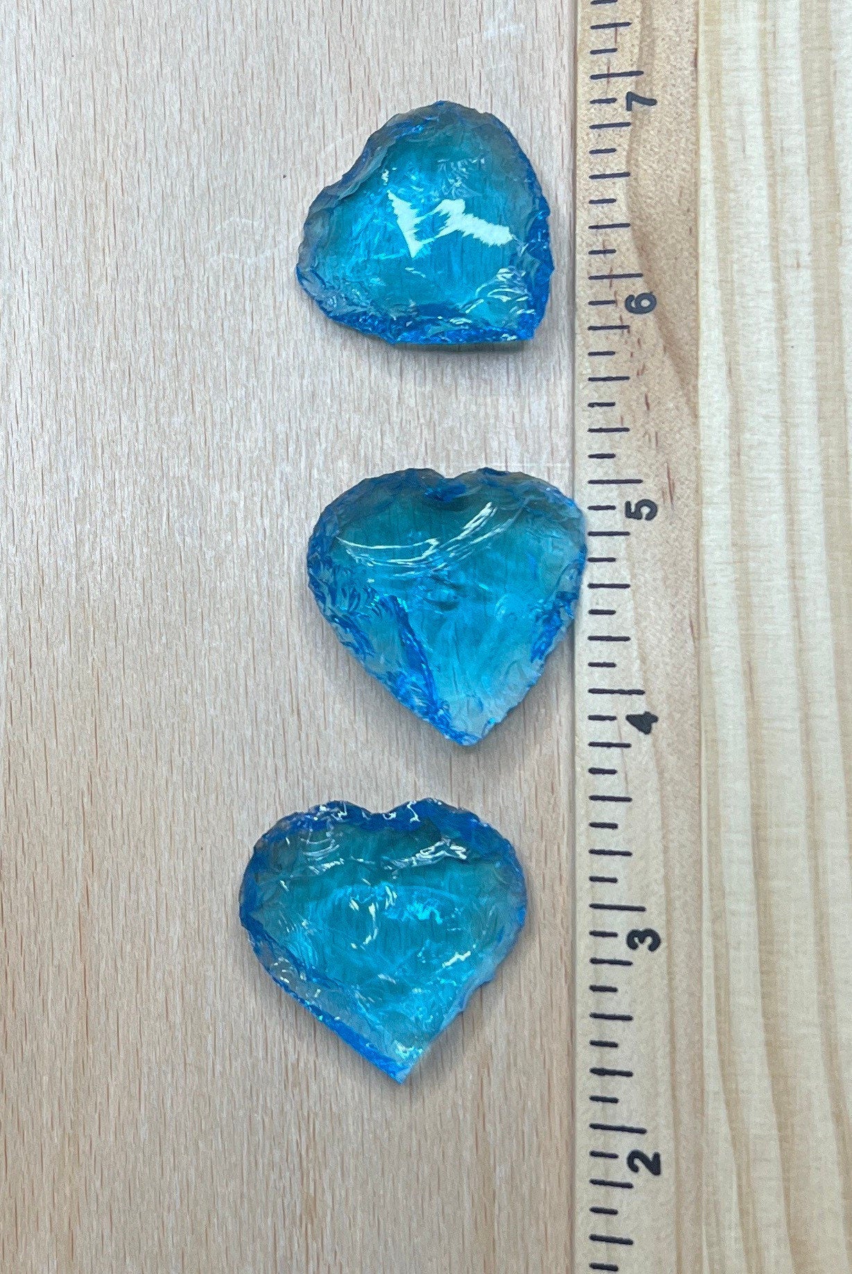 Blue Obsidian Knapped Heart 1358 Approx. 1 1/4”- 1 5/8”