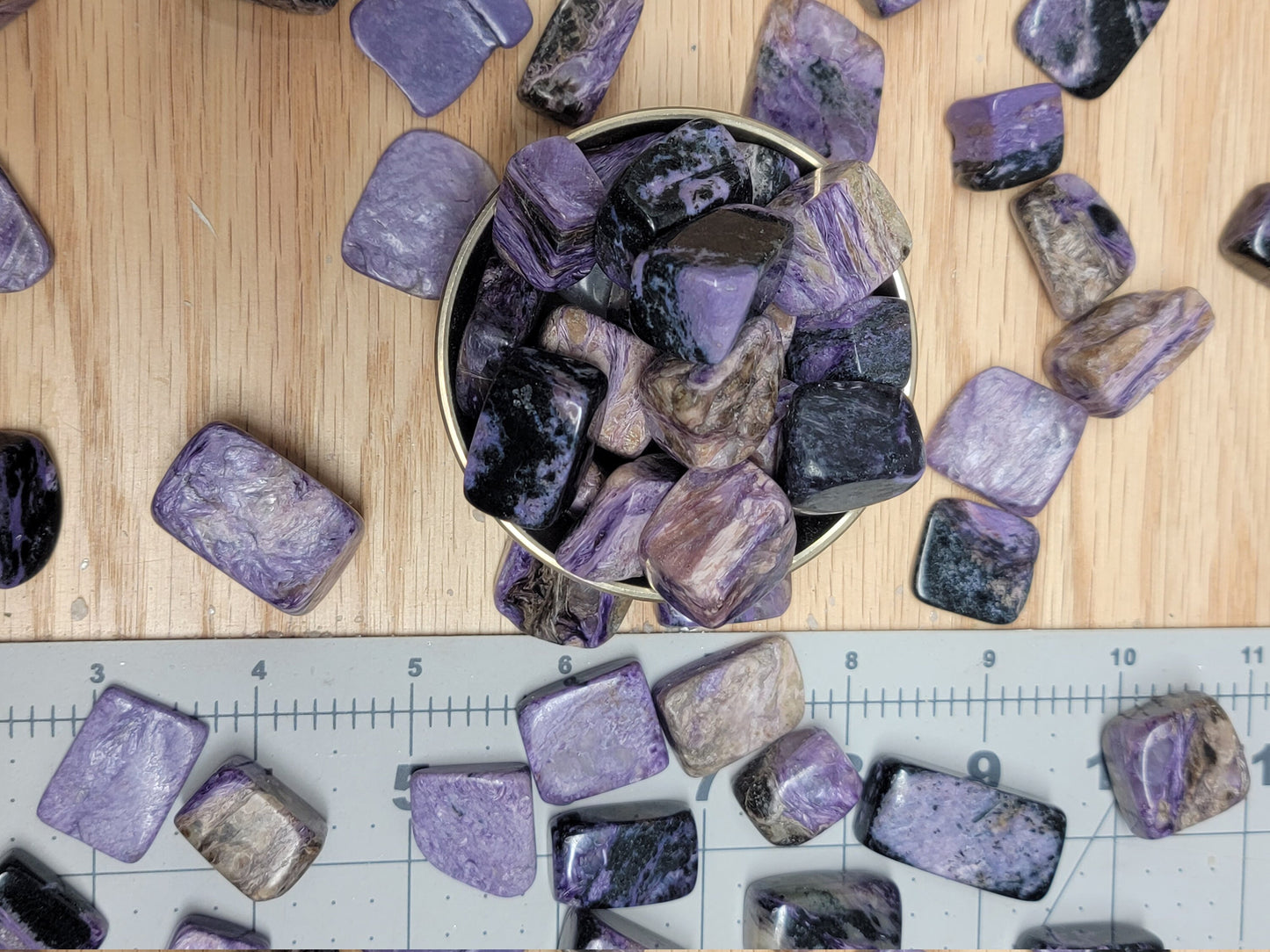 Charoite Tumbled Stone BIN-1342 (Approx. 3/4" - 1 1/4") Purple Polished Stone for Crystal Grid, Wire Wrapping or Craft Supply