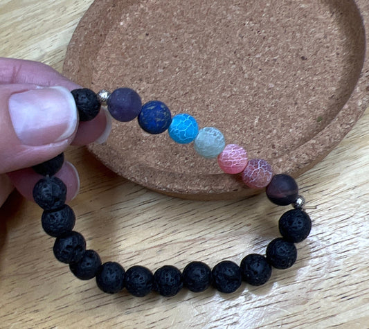 Gemstone Chakra Lava Bracelet 8mm 1204