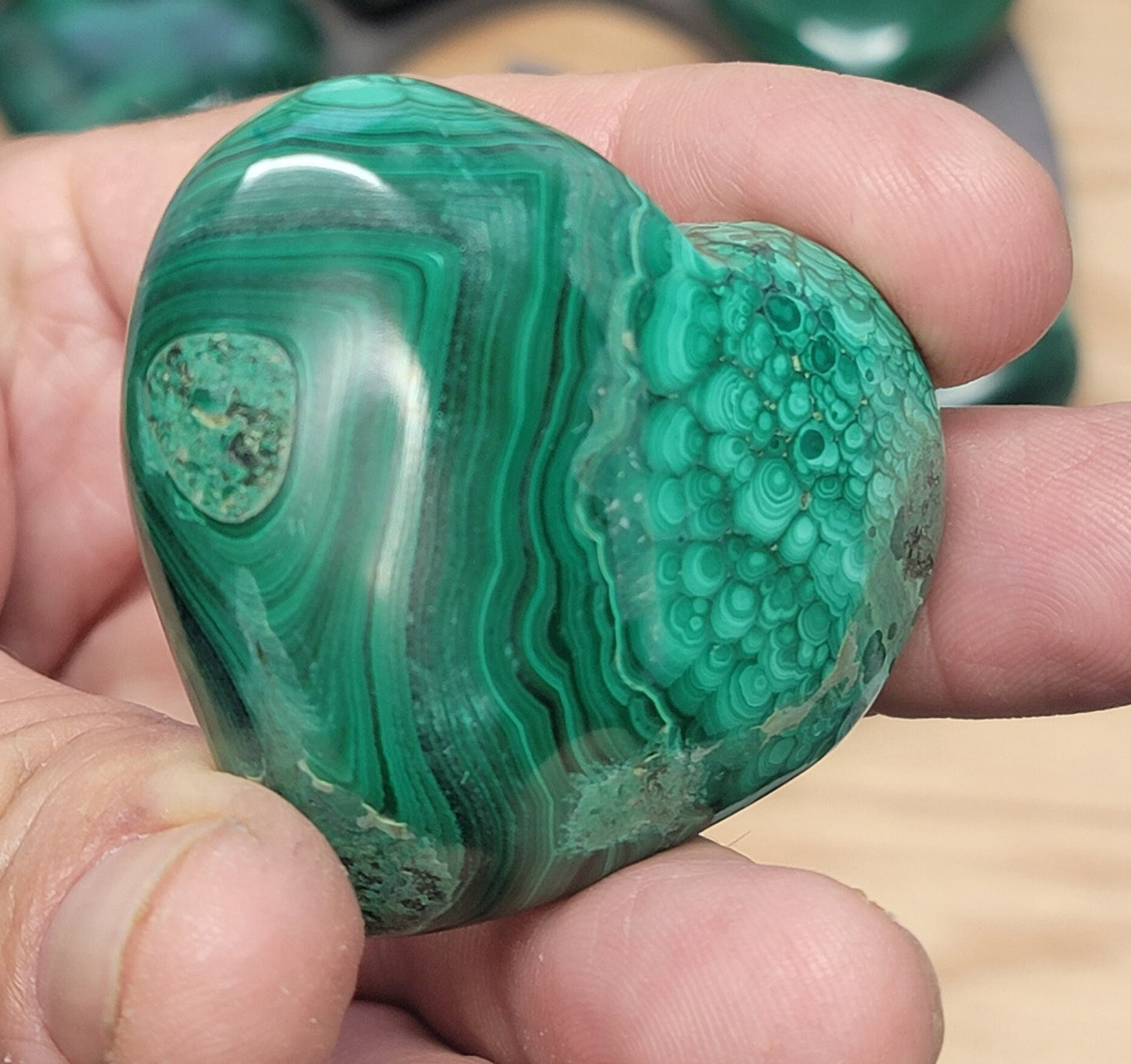 Malachite Heart 1429 Natural. Authentic. (Approx. 2.1" - 2.4")