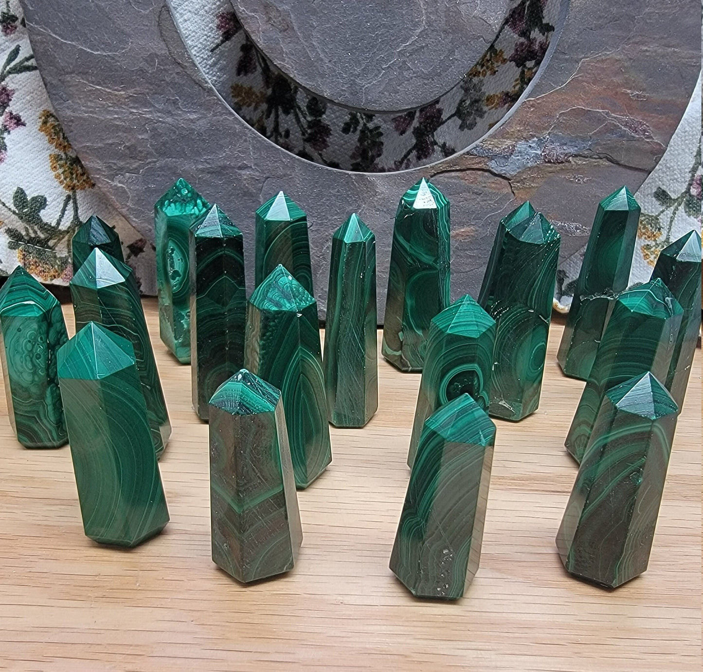 Malachite Obelisk 0335 Natural. Authentic. (Approx. 2”- 2 5/8”)