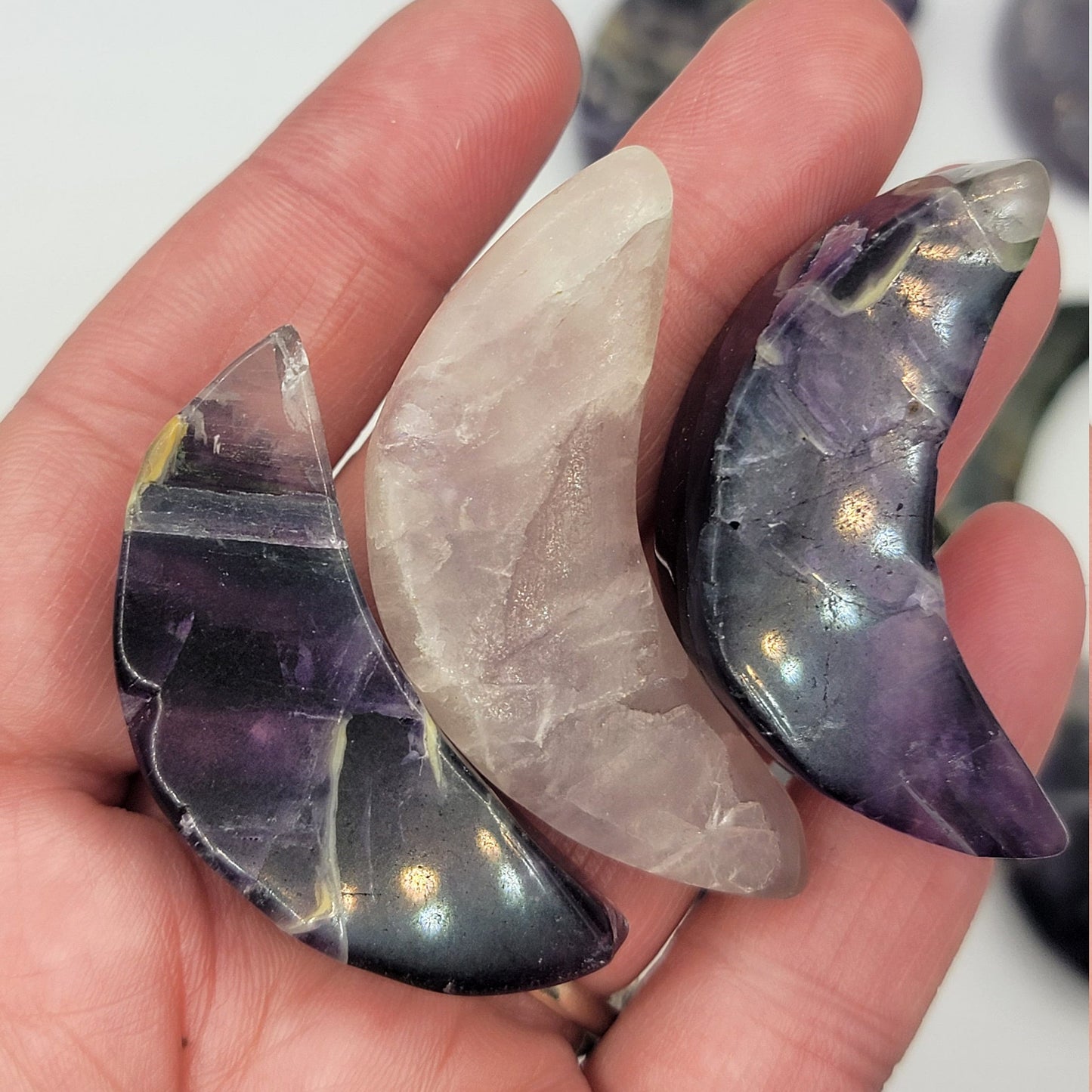 Carved Fluorite Moon (Approx. 1 1/2" - 2") 0965