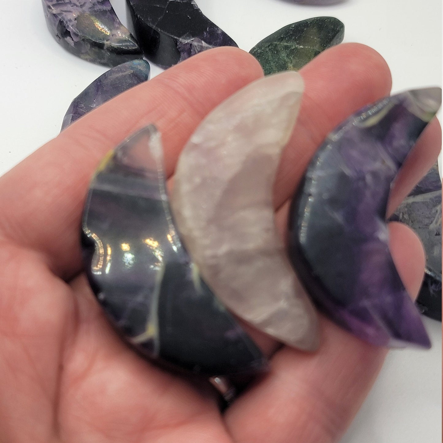 Carved Fluorite Moon (Approx. 1 1/2" - 2") 0965