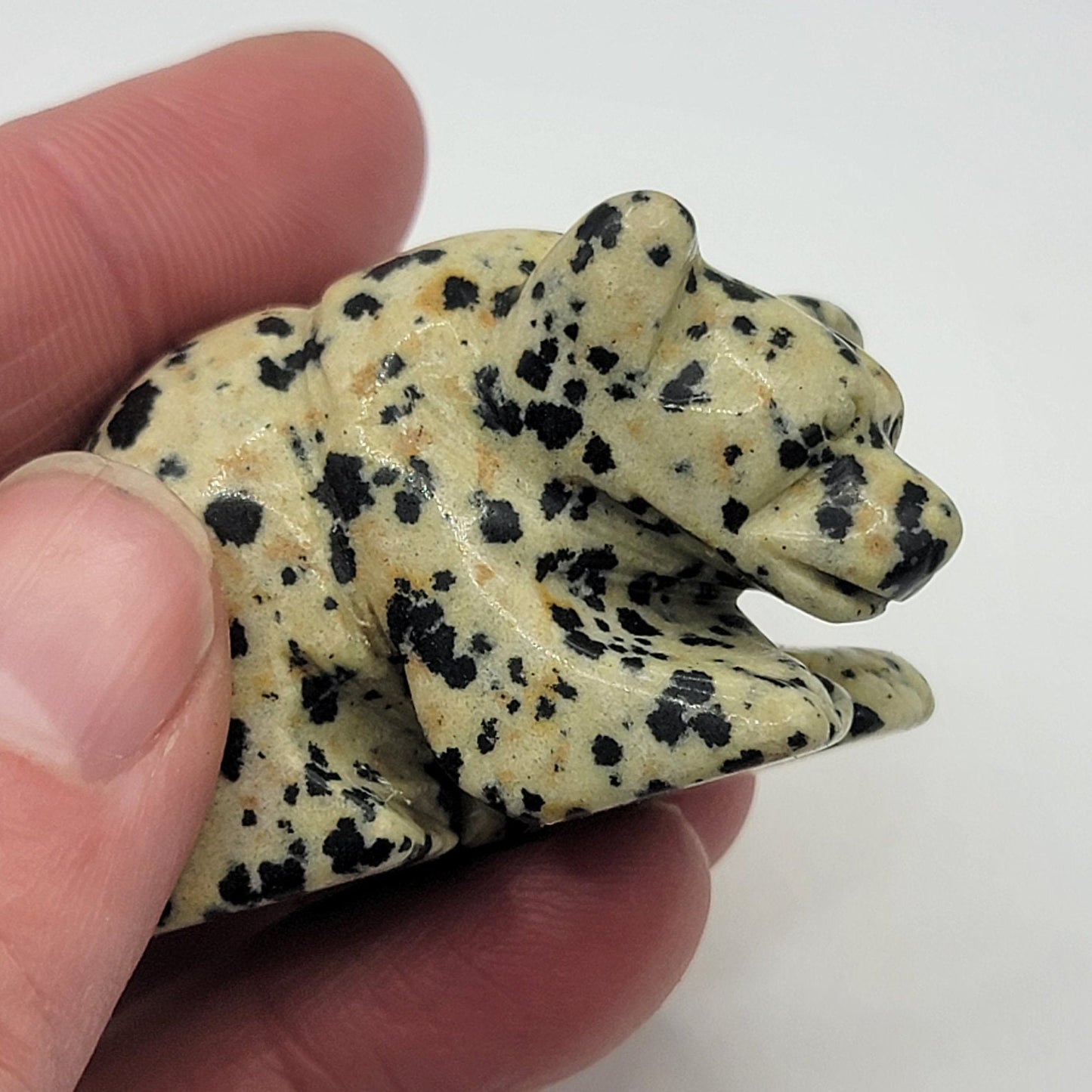 Dalmatian Jasper Carved Bear (Approx. 2") 0043