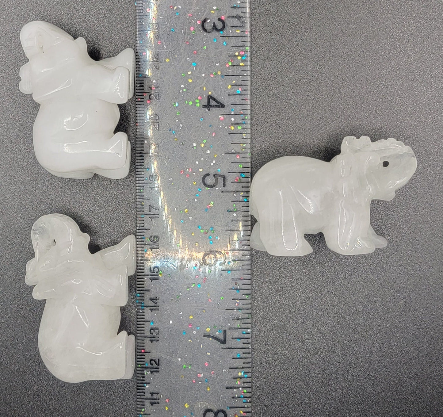 Snow Quartz Carved Elephant (Approx. 2") 0057