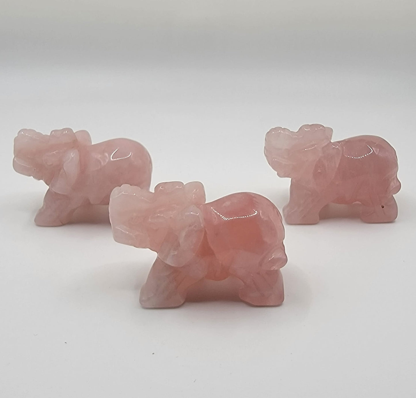 Rose Quartz Carved Elephant (Approx. 2") 0954