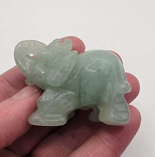 Green Aventurine Carved Elephant (Approx. 2") 0985