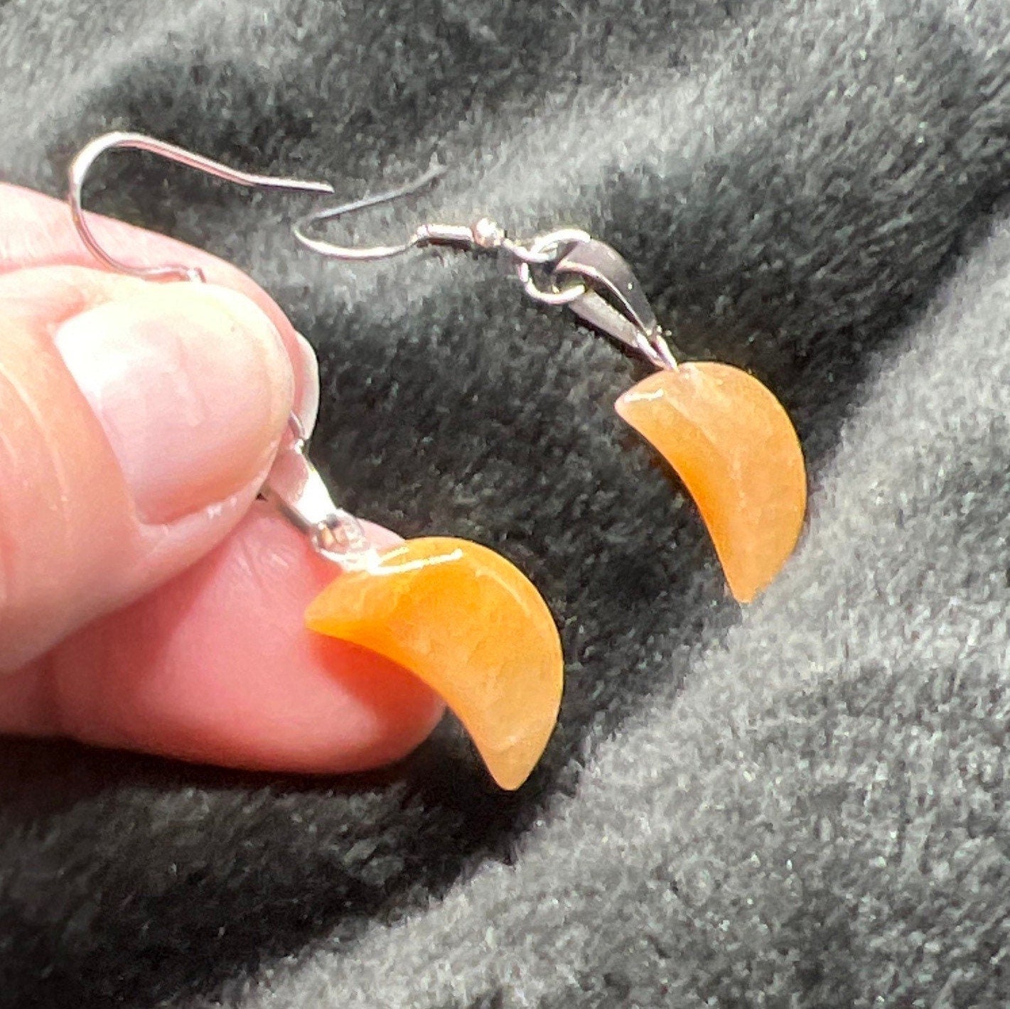 Yellow Quartz Moon Earrings EAR-0066