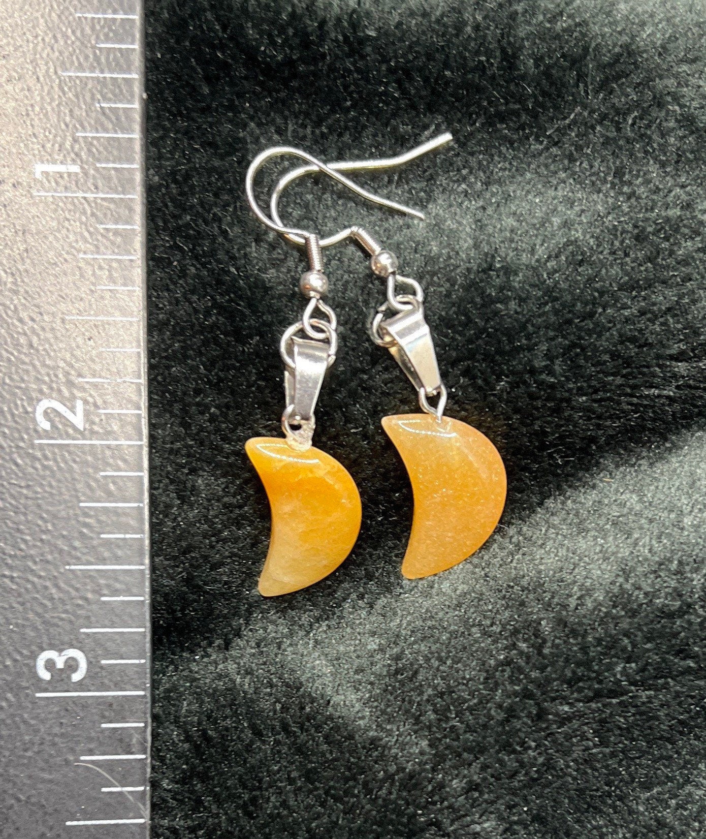 Yellow Quartz Moon Earrings EAR-0066