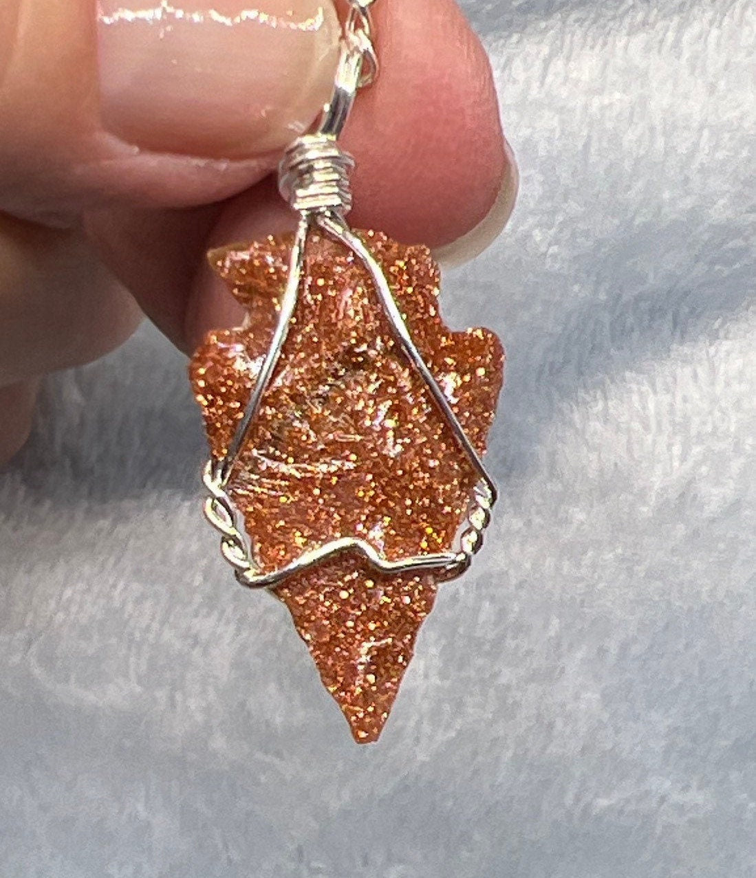 Goldstone Arrowhead Wire Wrapped Necklace NCK-2387