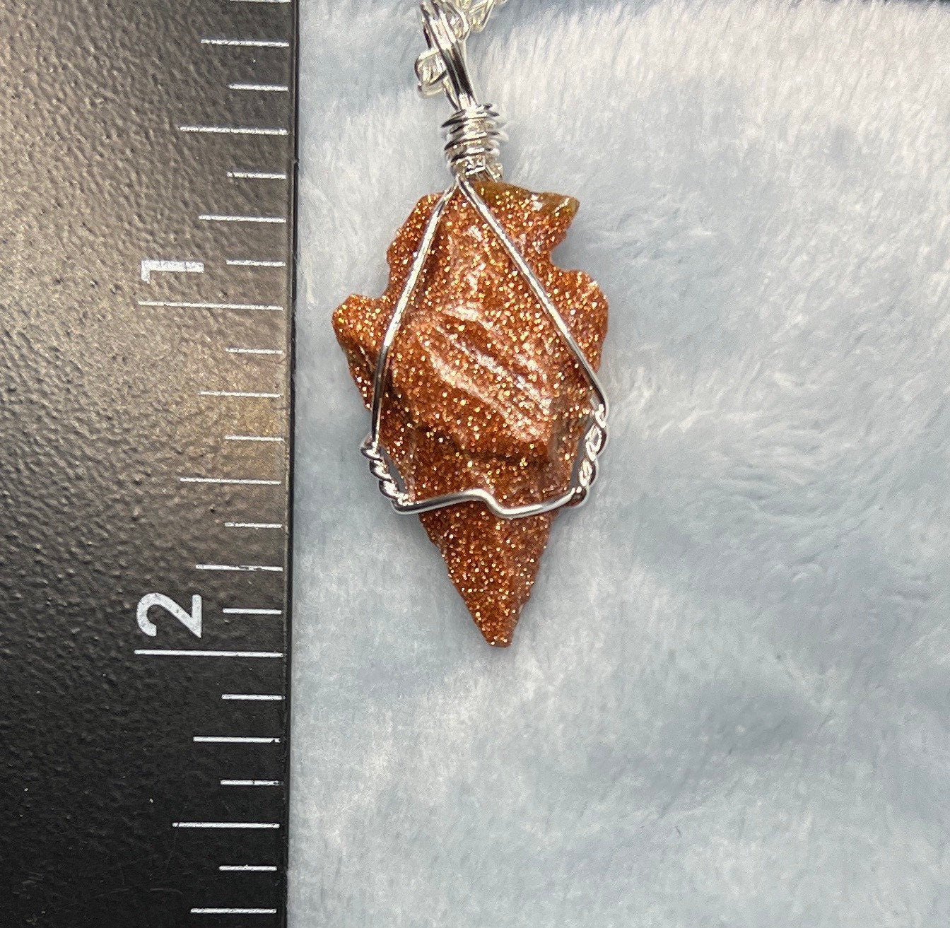 Goldstone Arrowhead Wire Wrapped Necklace NCK-2387