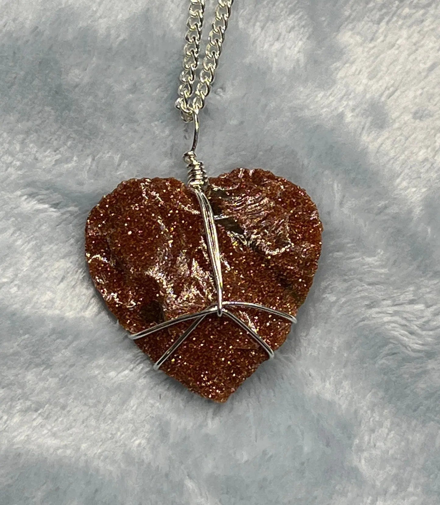 Goldstone Heart Wire Wrapped Necklace NCK-2391 Shop Wholesale Crystals