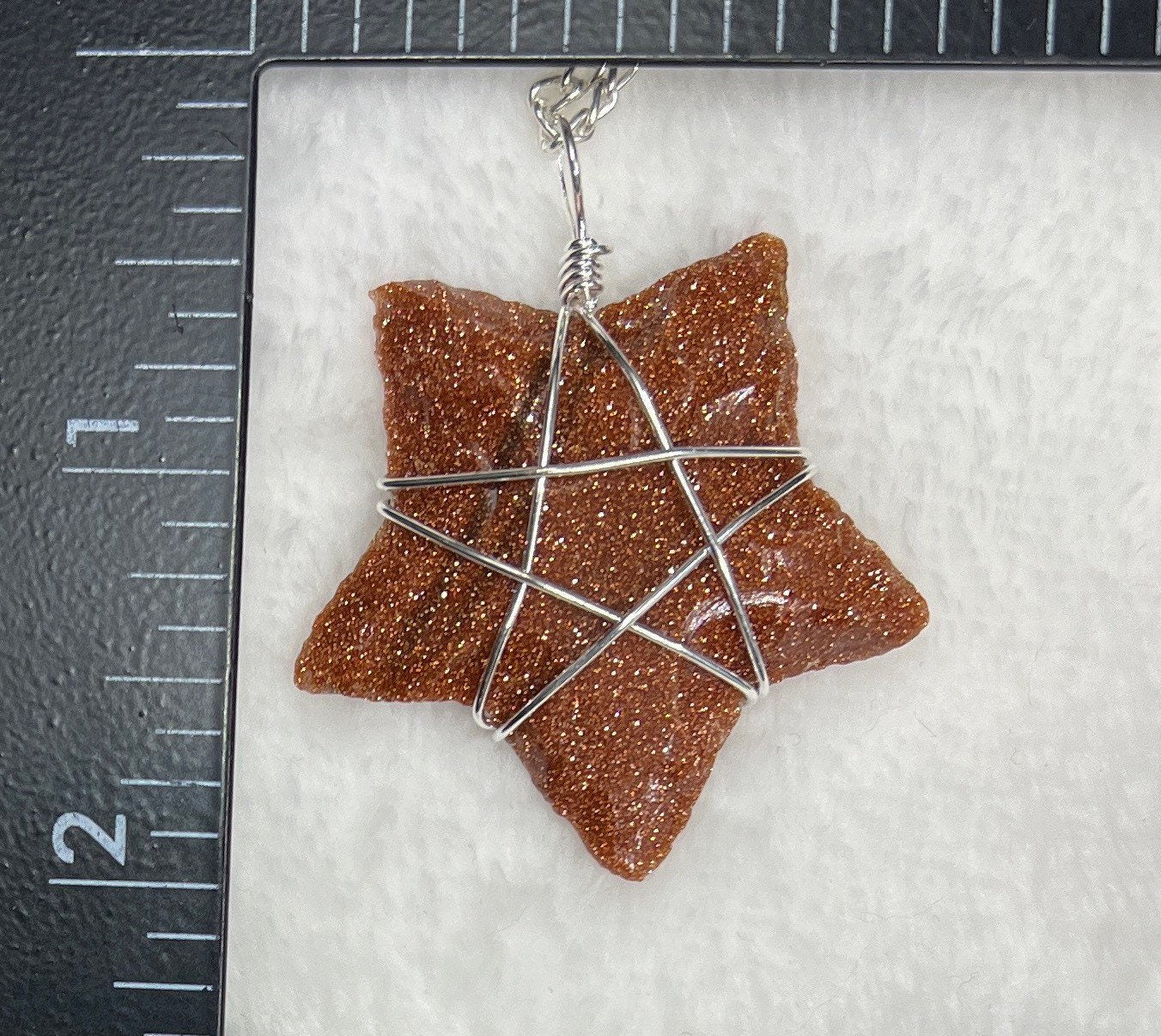 Goldstone Knapped Star Wire Wrapped Necklace NCK-2392