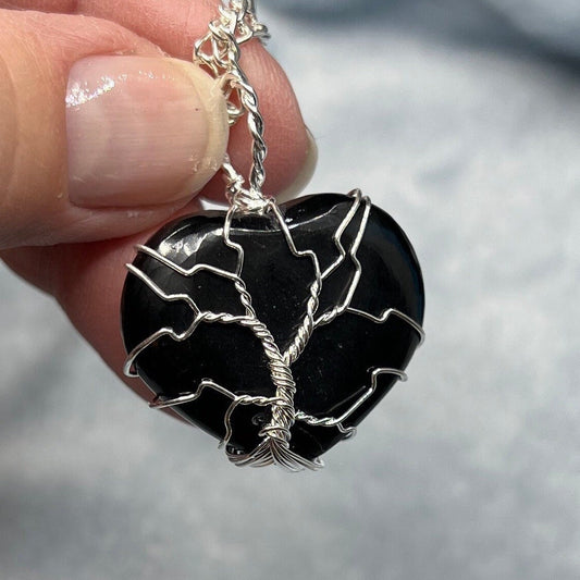 Black Obsidian Tree Of Life Necklace NCK-2397  Wire Wrapped Necklace