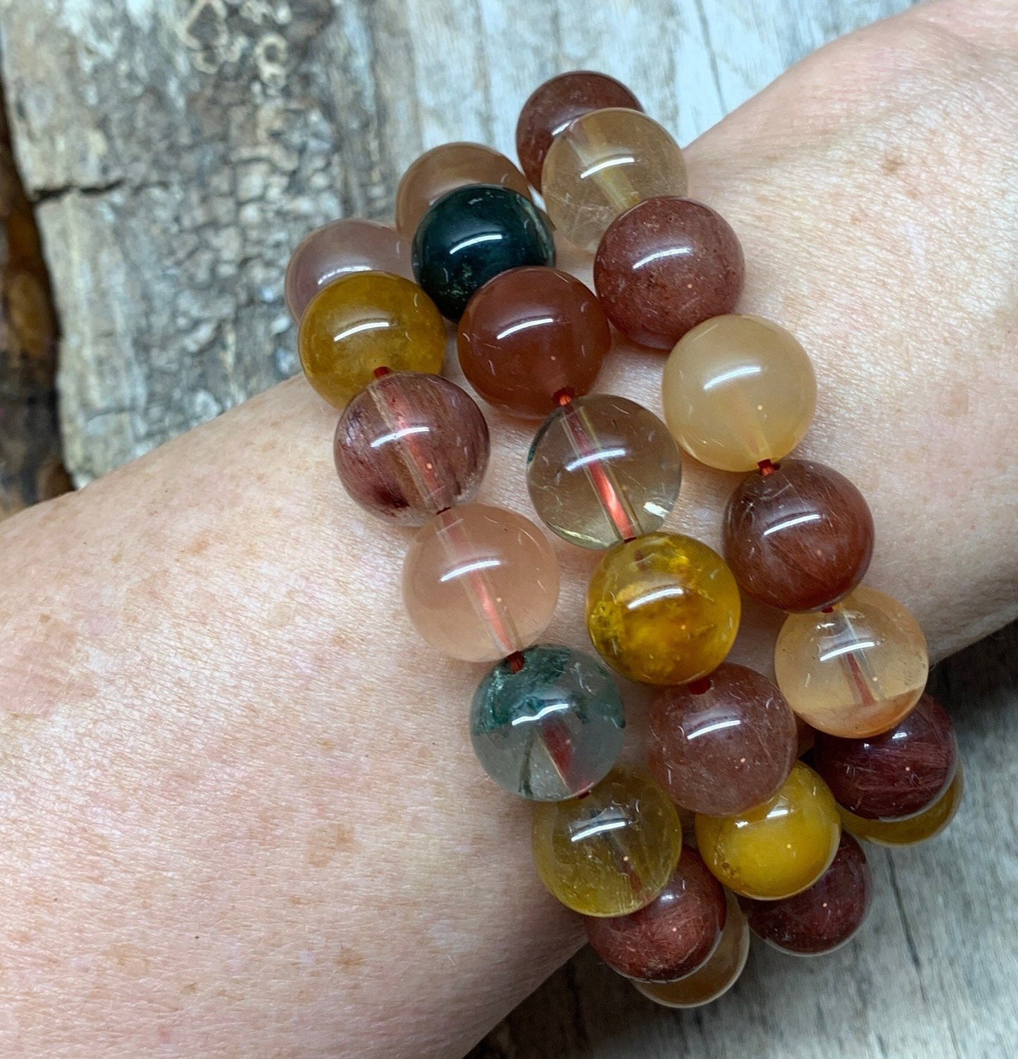 Mixed Rutile Quartz Bracelet, 10mm Beads BRC-0042