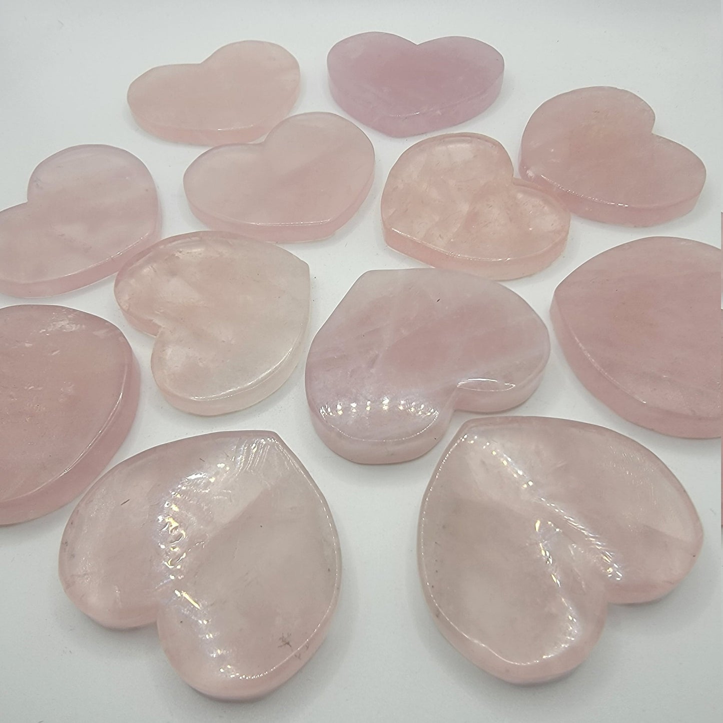 Rose Quartz Heart (Approx. 2" - 2 1/2") Heart Healing Flat Pink Stone Heart for Crafts or Crystal Grid 1435