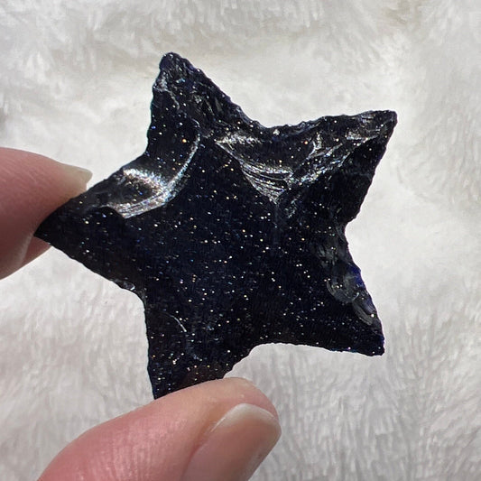 Blue Goldstone Knapped Star 1349 (Approx. 1 1/4" - 1 1/2”)