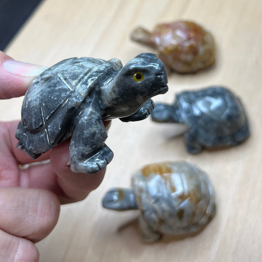 Turtle Carved Soapstone Figurine 0798 Approx. 2 5/8”