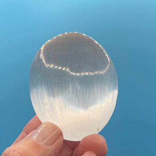 Selenite Palm Stone (Approx. 1 3/4”- 2 1/4”) S-0073