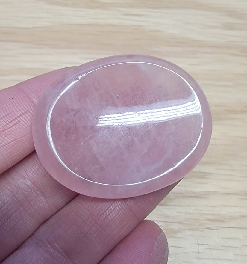 Rose Quartz Worry Stone (Approx. 1 3/8" x 1 3/4")  Polished Stone for the Heart Chakra, for Wire Wrapping or Crystal Grid Supply 1406