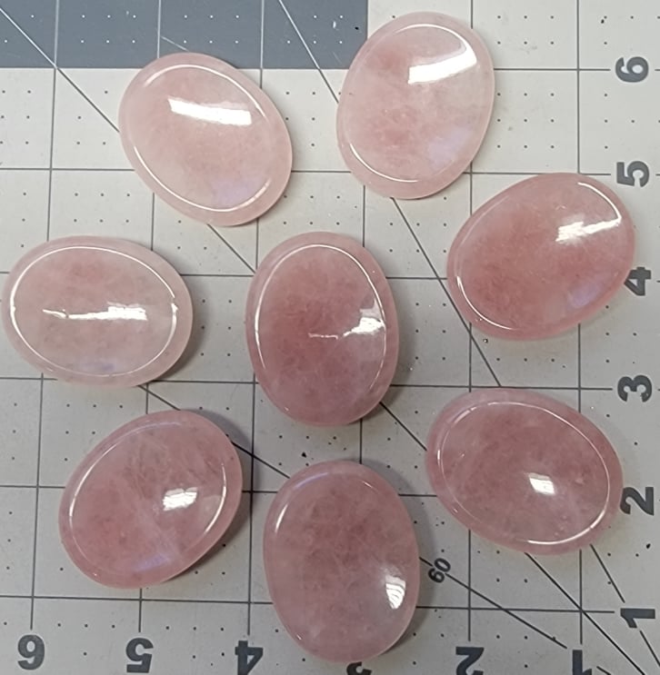 Rose Quartz Worry Stone (Approx. 1 3/8" x 1 3/4")  Polished Stone for the Heart Chakra, for Wire Wrapping or Crystal Grid Supply 1406