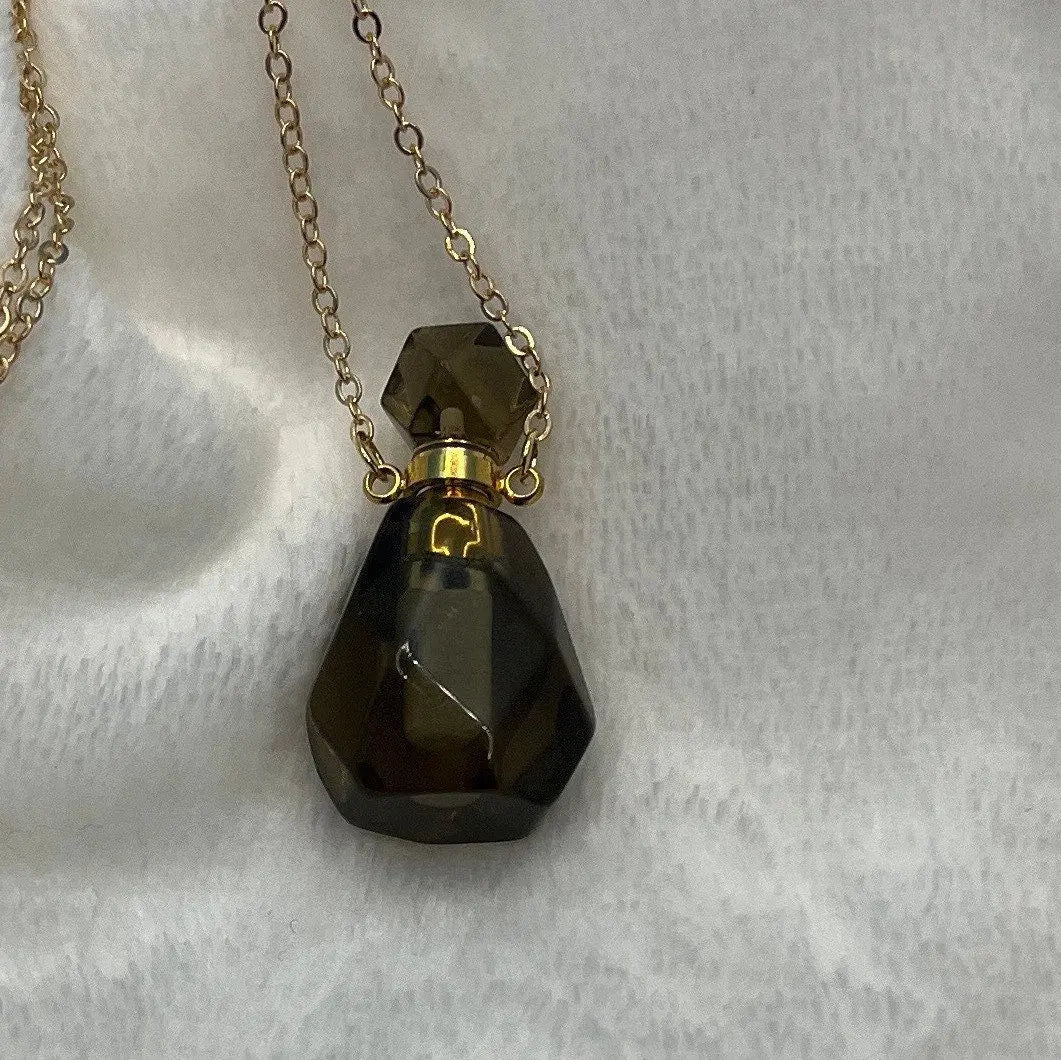 Smoky Quartz Faceted Bottle Necklace with screw on cap. NCK-2652 Shop Wholesale Crystals