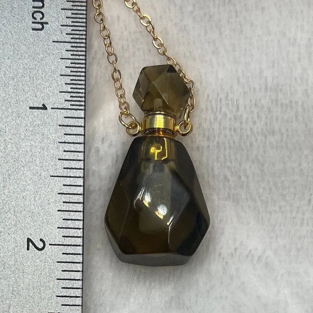 Smoky Quartz Faceted Bottle Necklace with screw on cap. NCK-2652 Shop Wholesale Crystals