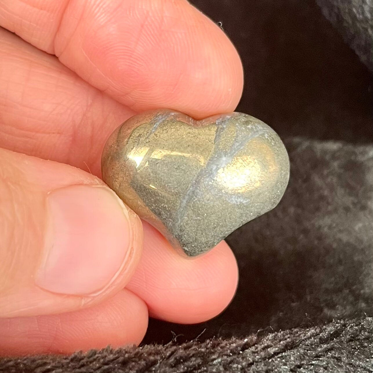 Iron Pyrite Puffy Heart (Approx. 3/4” x 1”) BIN-0540-D