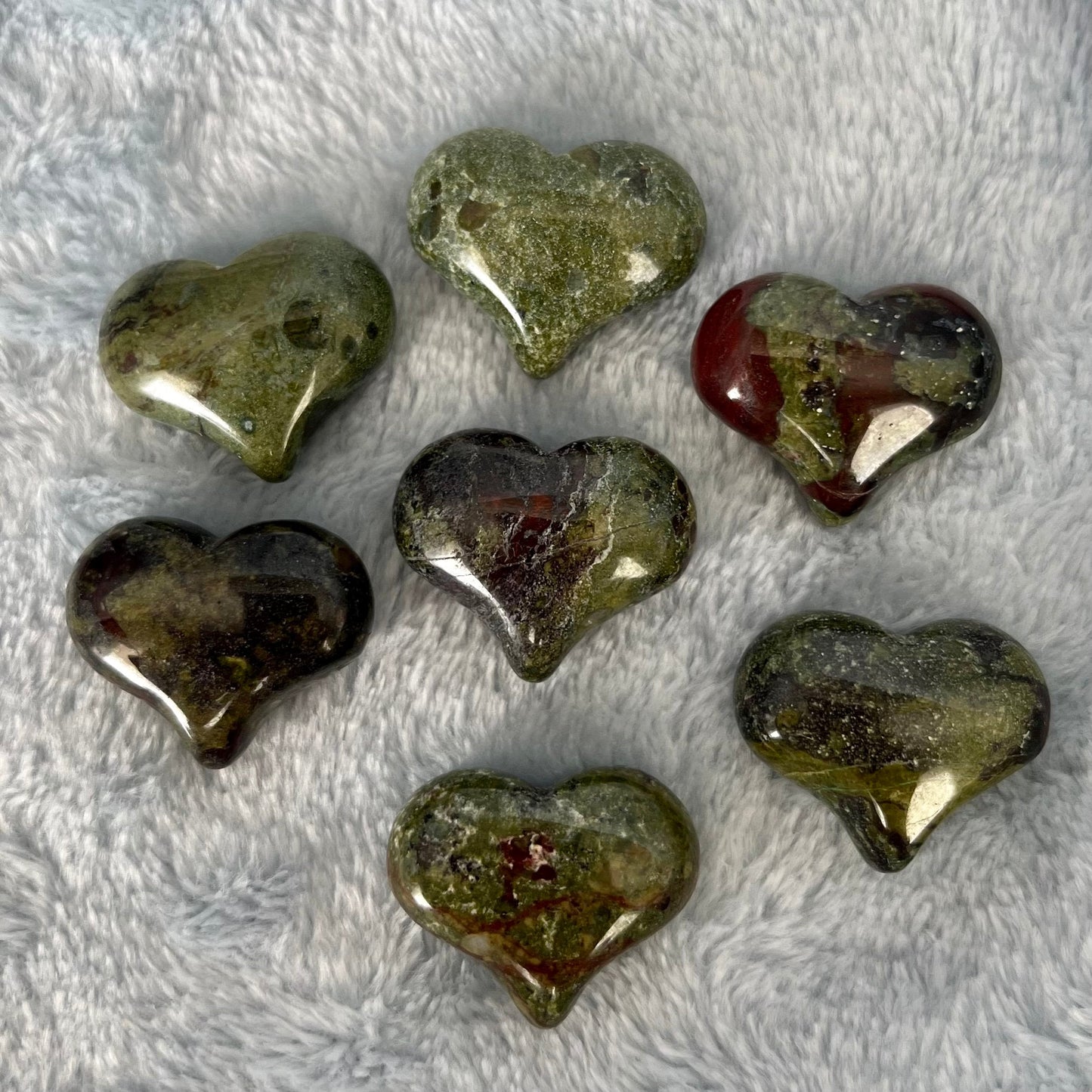 Dragon's Blood Jasper Puffy Heart (Approx. 3/4” x 1”) 0535-B