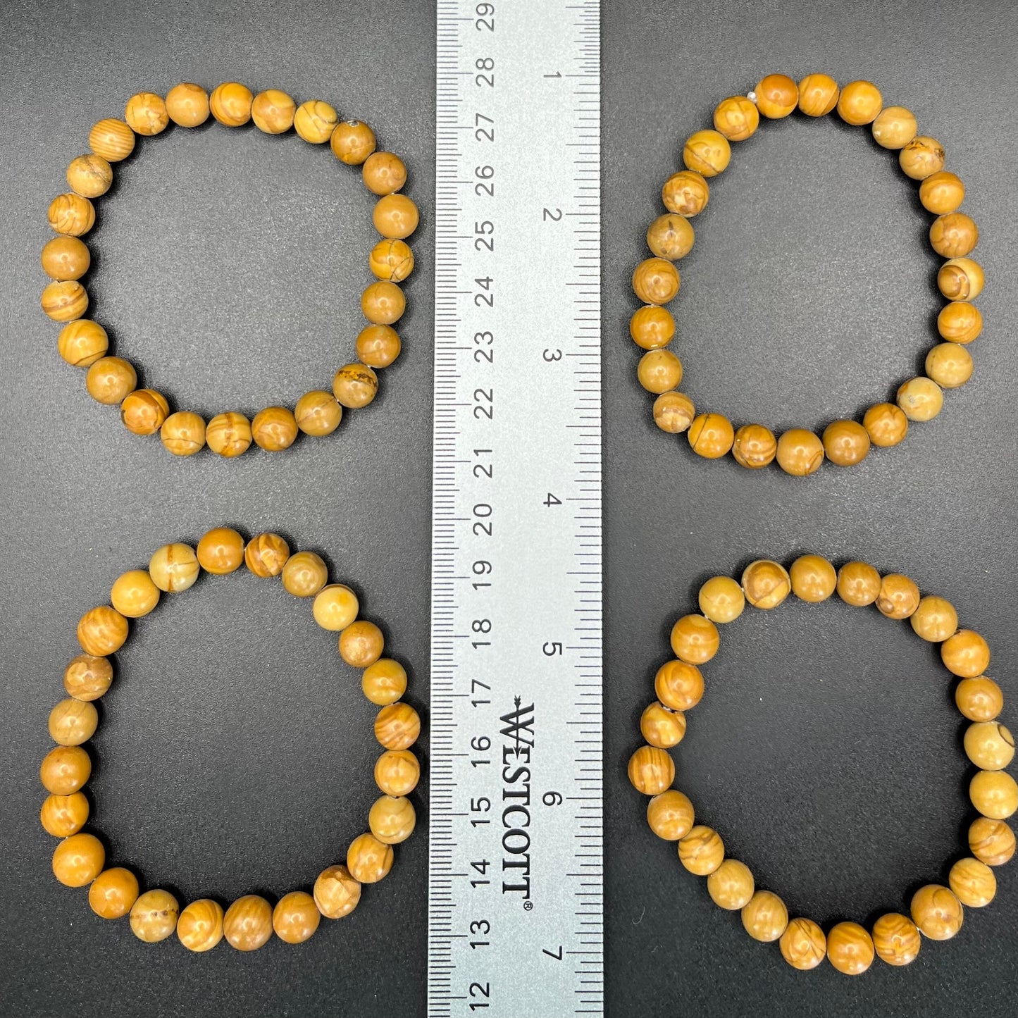 Wood Lace Stone Bracelet, (8mm beads) BRC-0185