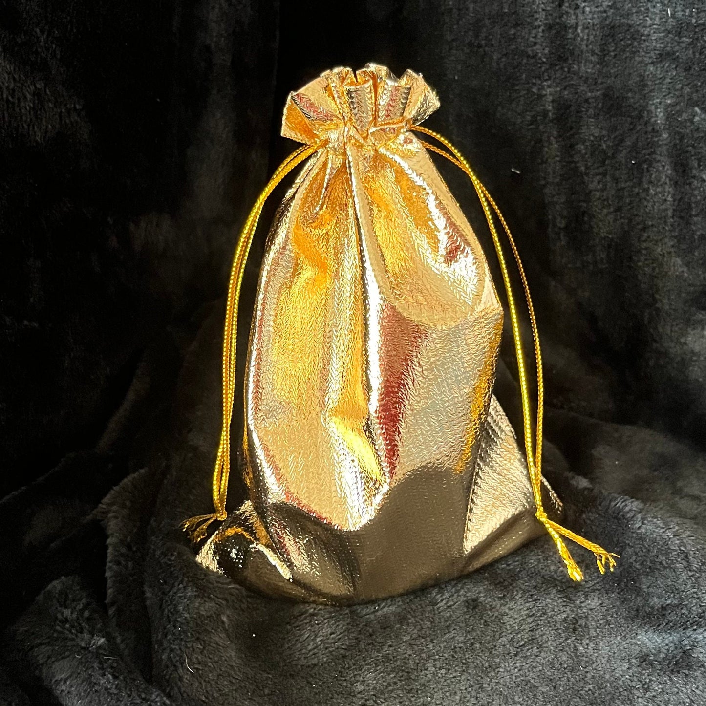 Golden Metallic Organza Drawstring Bag (Approx. 5”X7”) BAG-0064