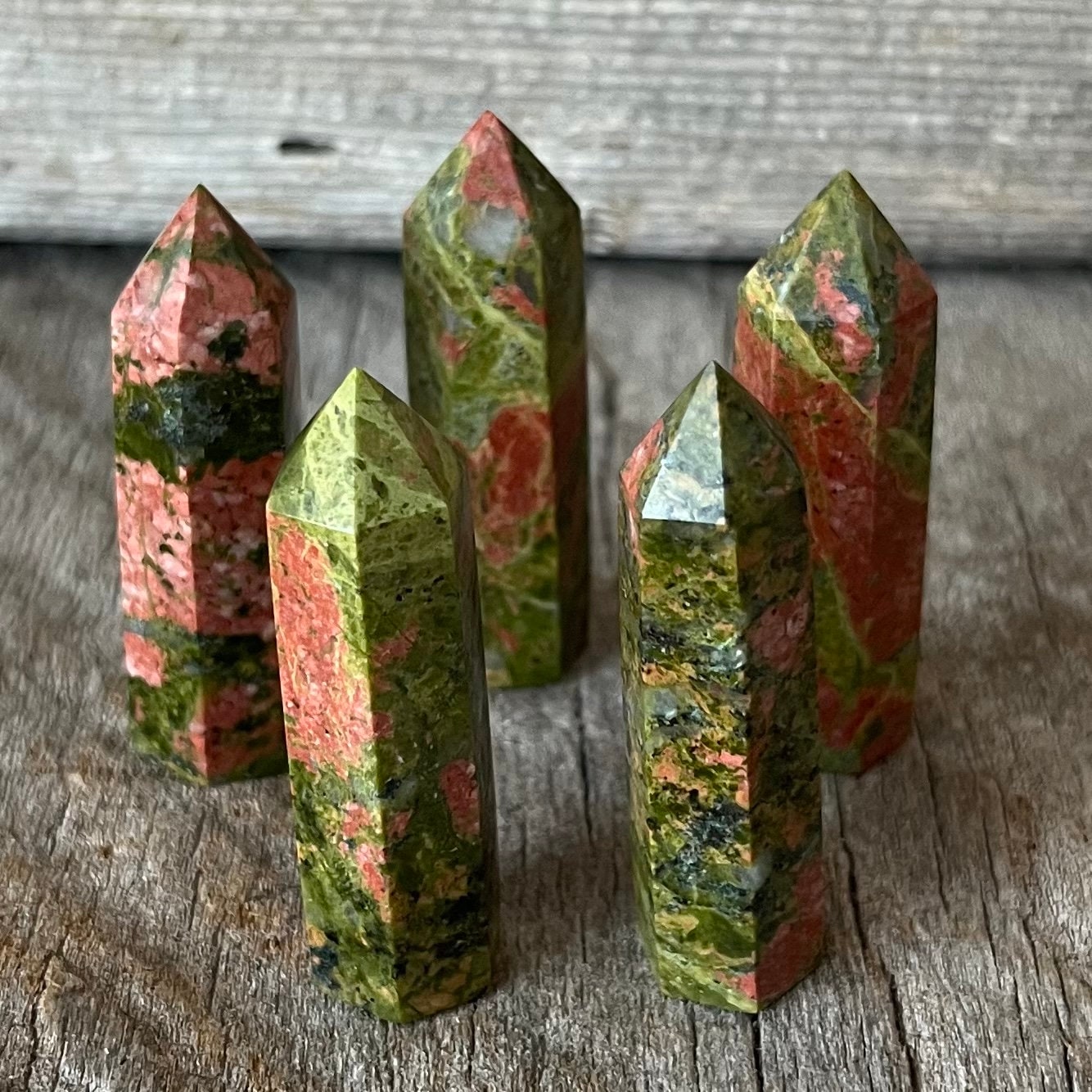 Unakite Jasper Obelisk (Approx. 1 3/4”-2") 0874