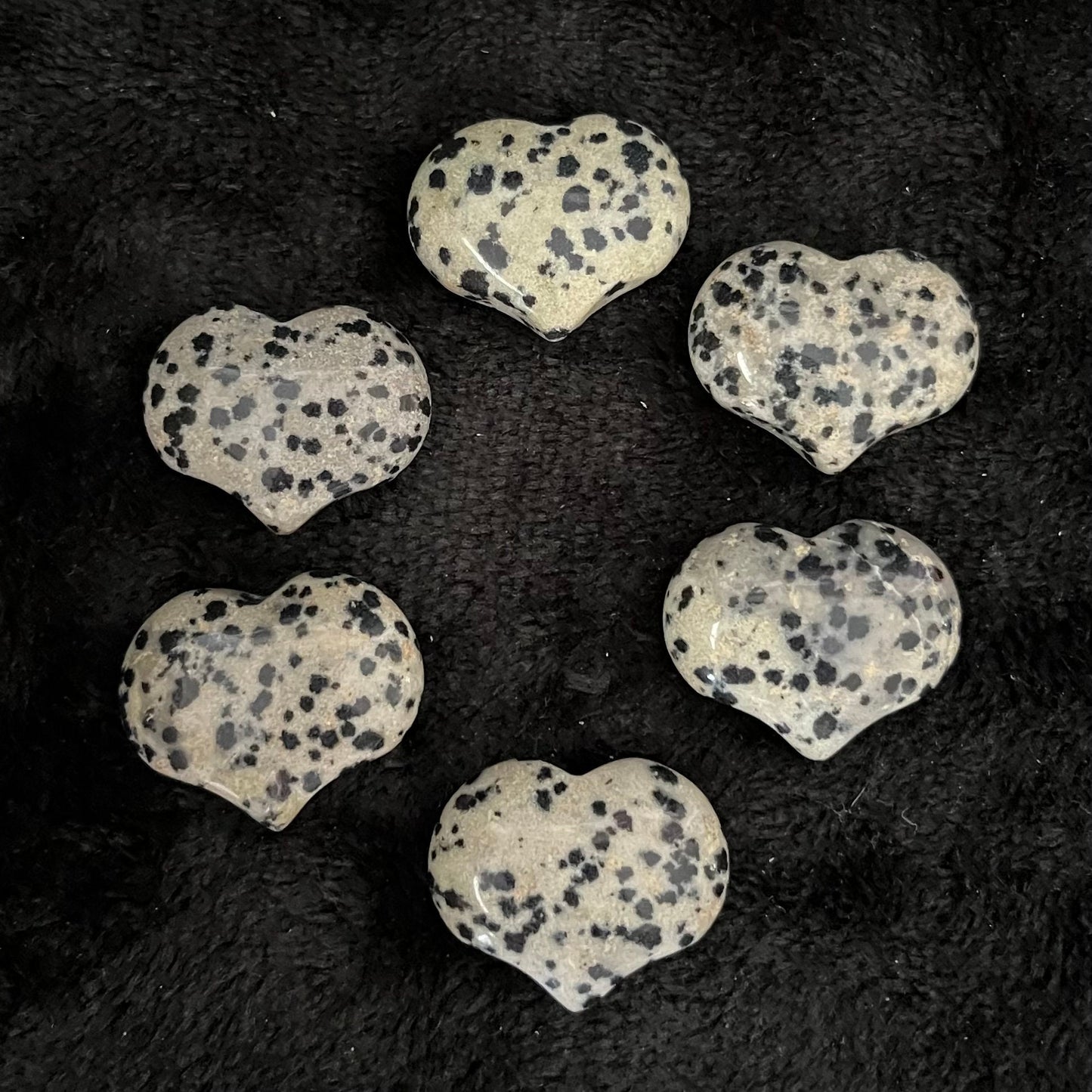 Dalmatian Jasper Puffy Heart (Approx. 3/4”x1”) 0532-C