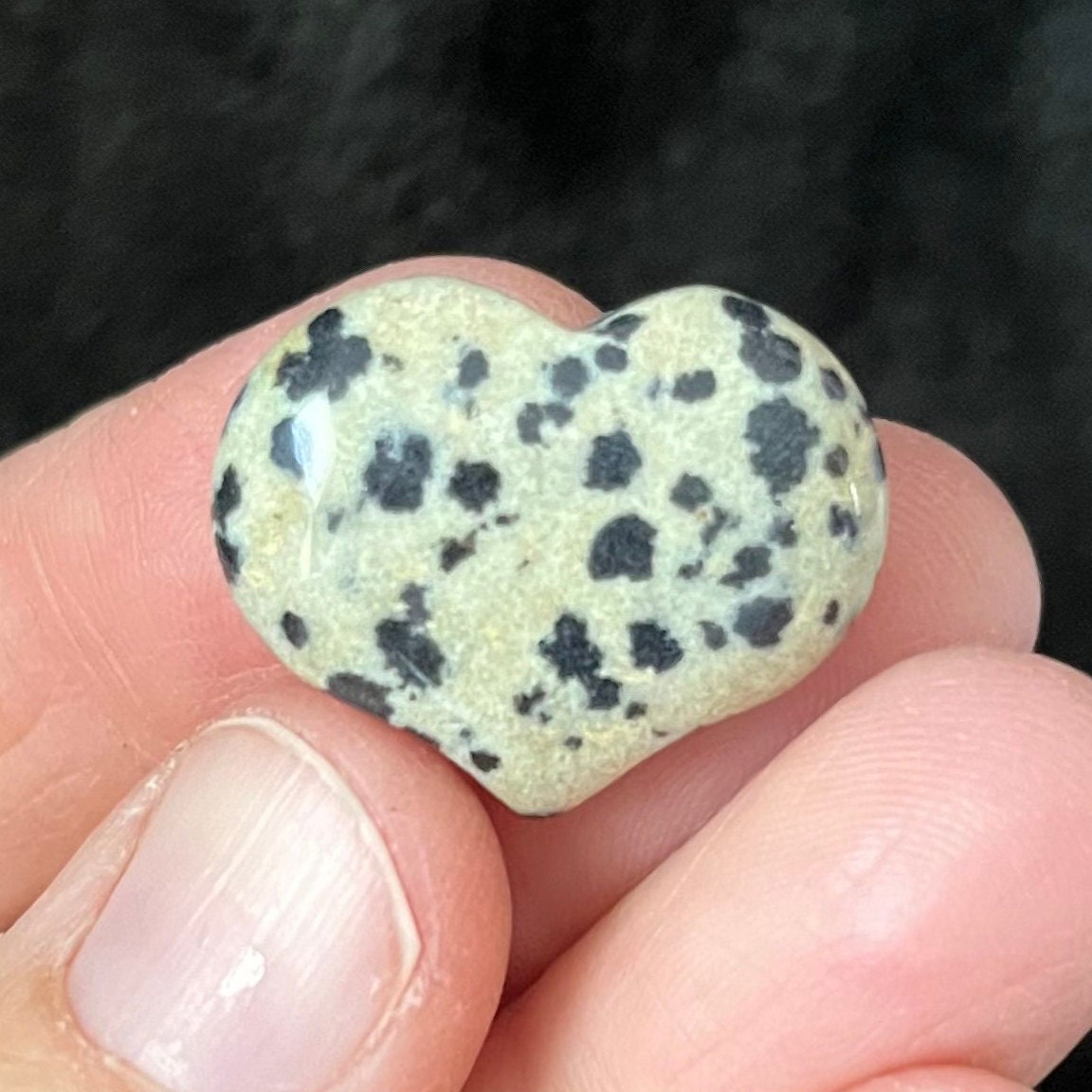 Dalmatian Jasper Puffy Heart (Approx. 3/4”x1”) 0532-C