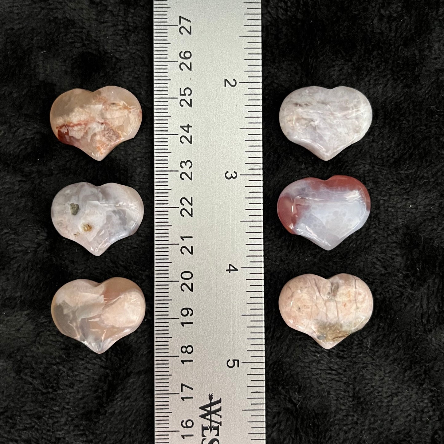 Flower Agate (Sakura Agate) Puffy Heart (Approx. 3/4”x1”) 0531-A