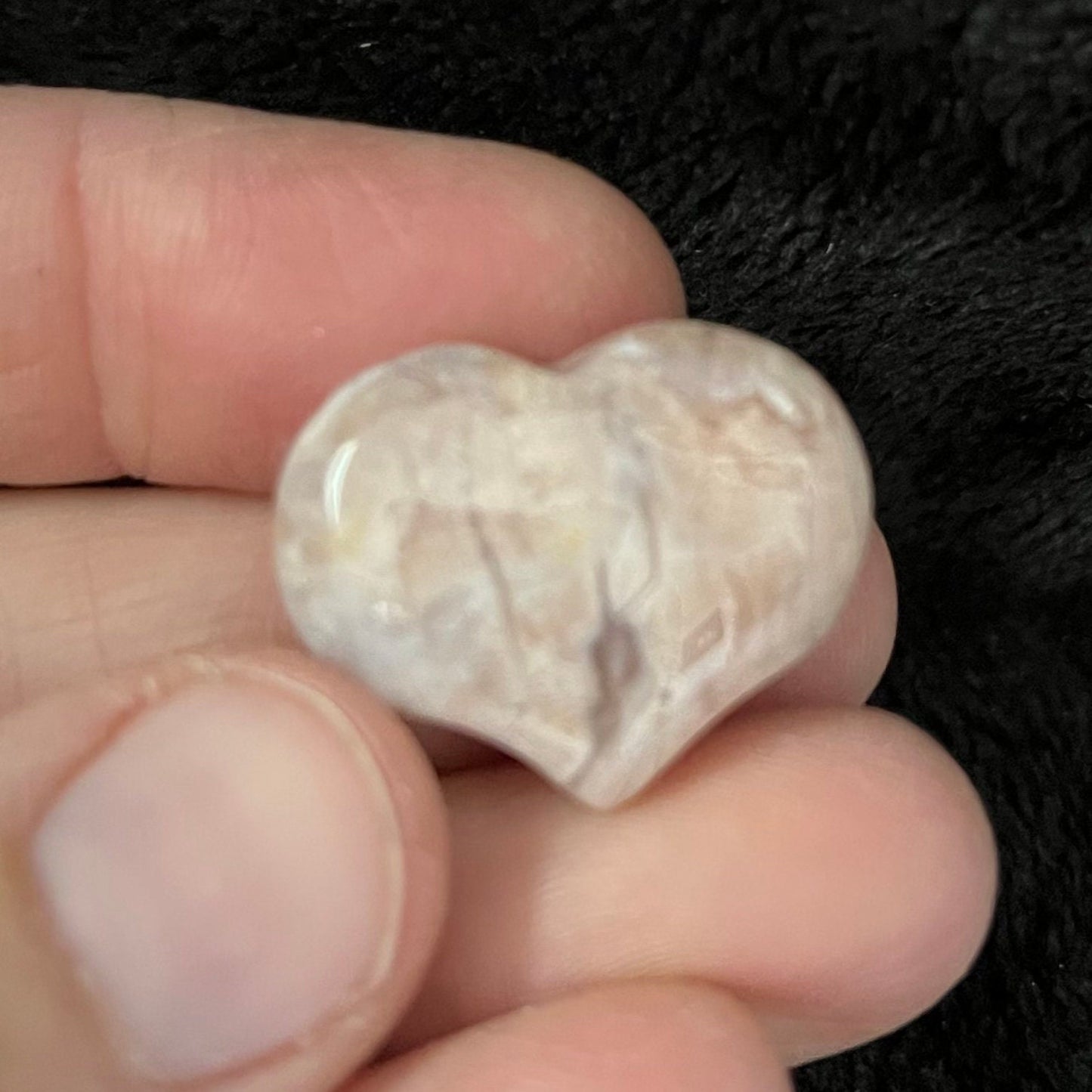 Flower Agate (Sakura Agate) Puffy Heart (Approx. 3/4”x1”) 0531-A