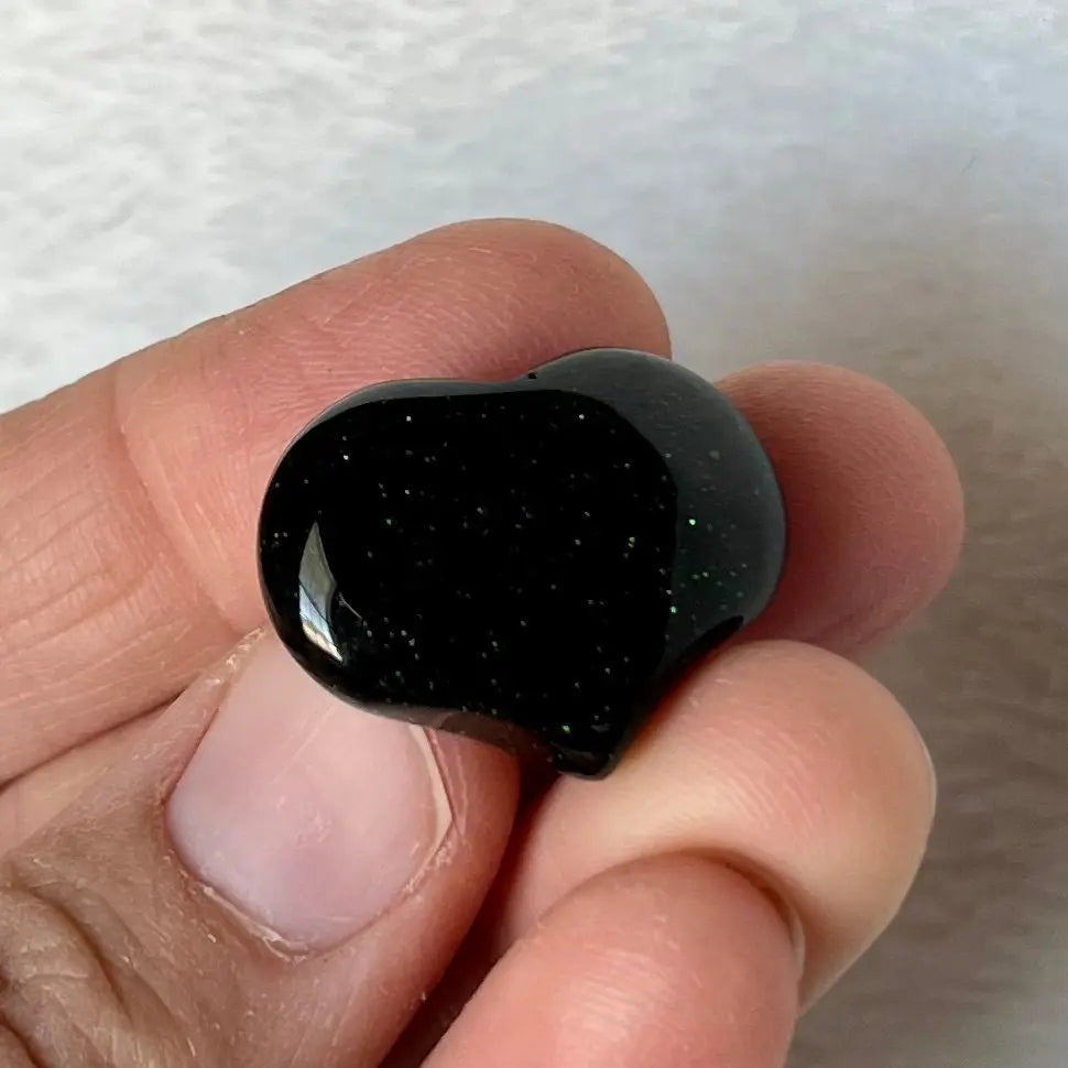 Green Goldstone Puffy Heart (Approx. 3/4”x1”) 0536-C Shop Wholesale Crystals