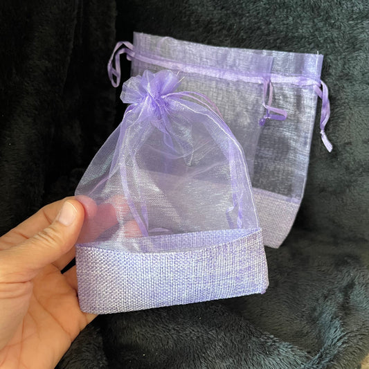 Purple Organza and Burlap Drawstring Bag (Approx. 5”X7”) BAG-0065