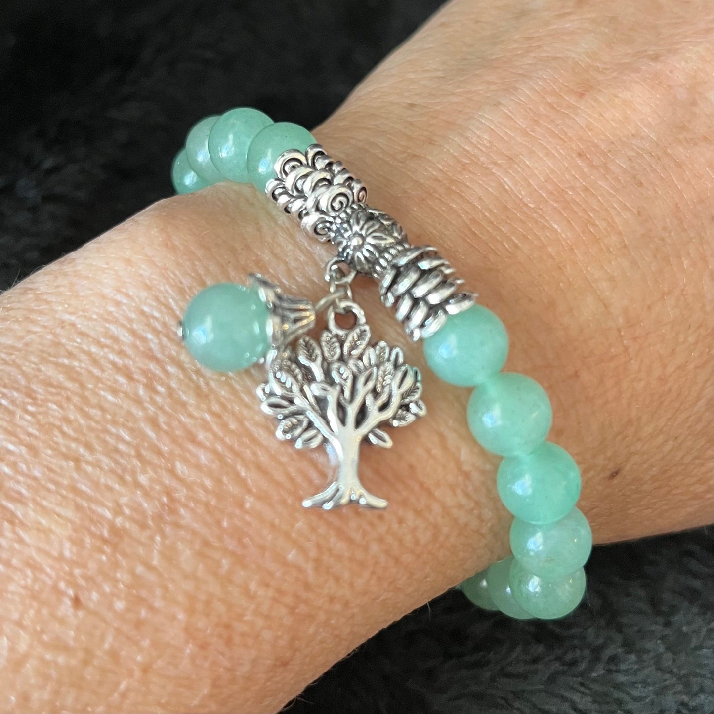 Green Aventurine Tree of Life Charm Bracelet BRC-0193