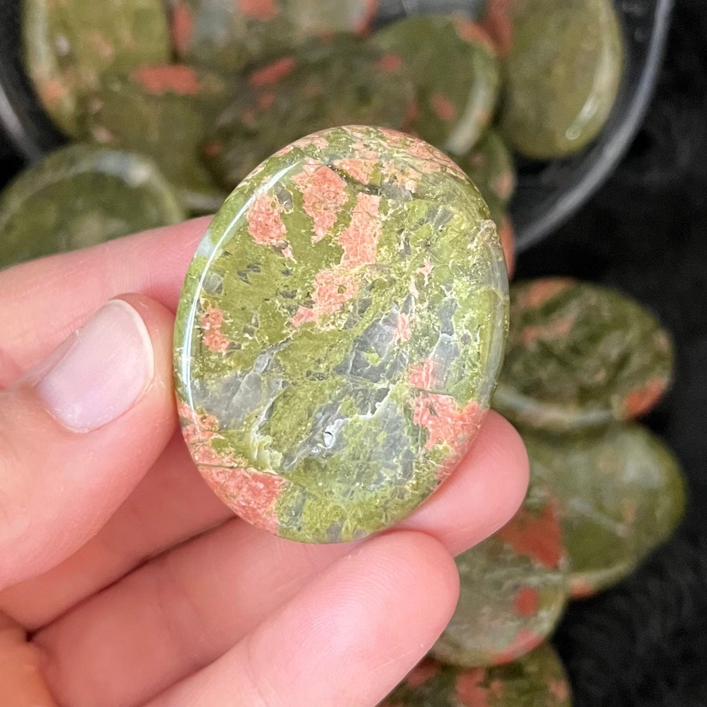 Unakite Jasper Worry Stone (Approx 1/3/8" x 1 3/4") 1402