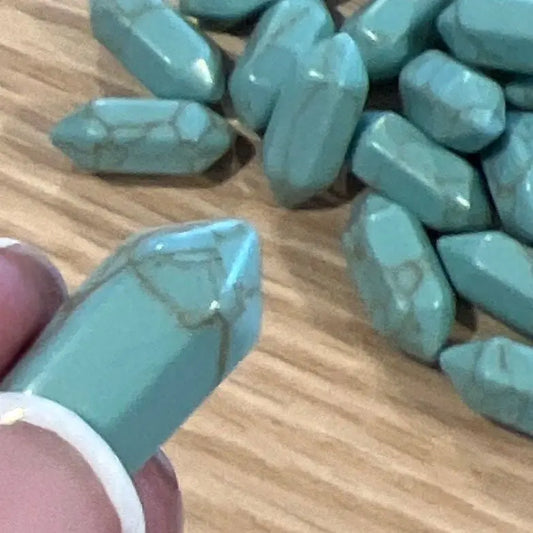 Sea Blue Howlite Double Terminated Crystal Point T-0062 (Approx. 3/4”) Shop Wholesale Crystals