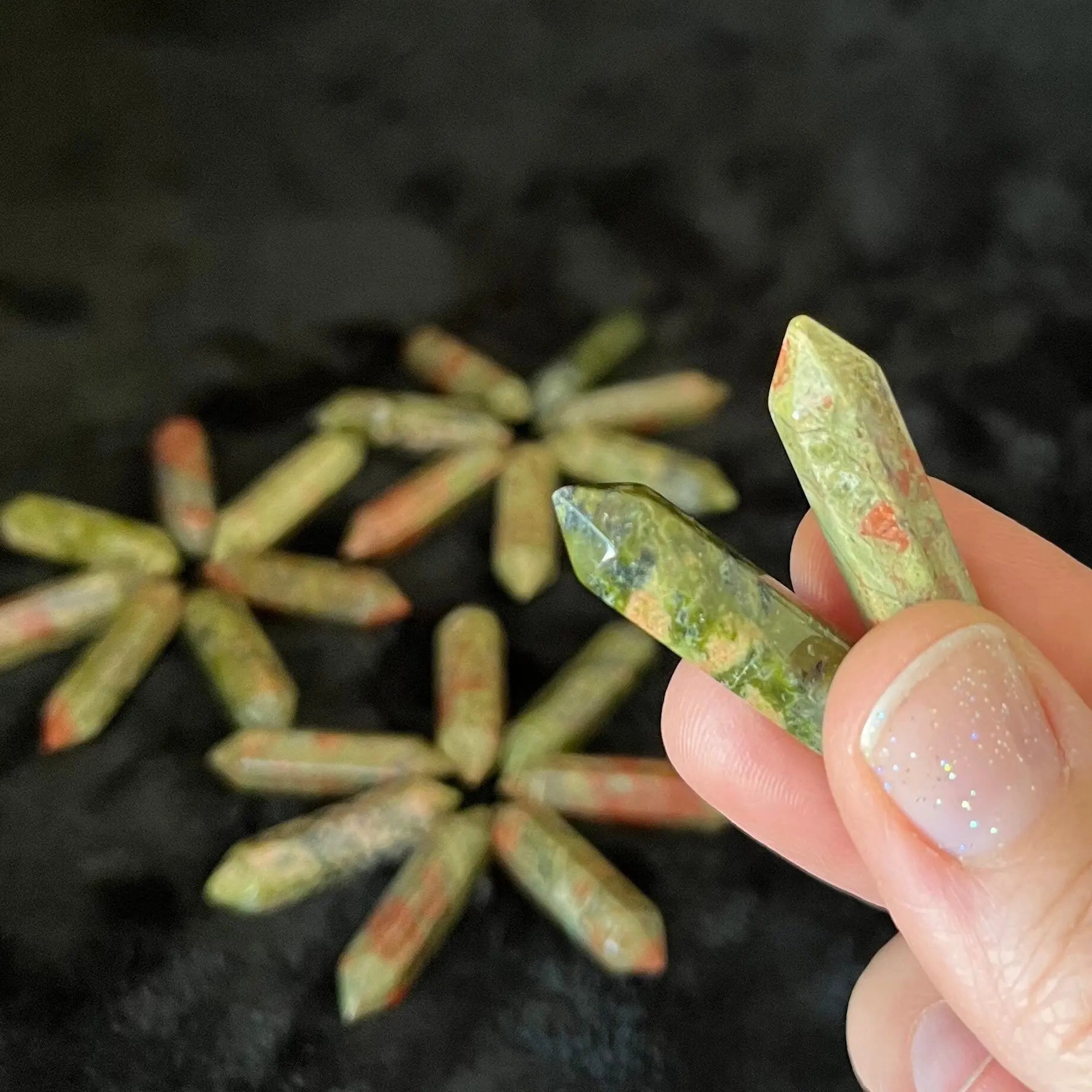 Unakite Jasper Double Point (Approx. 1 1/8”) T-0010 Shop Wholesale Crystals