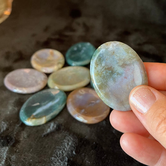 Moss Agate Worry Stone (Approx. 1 3/8”-1 3/4”) 1405